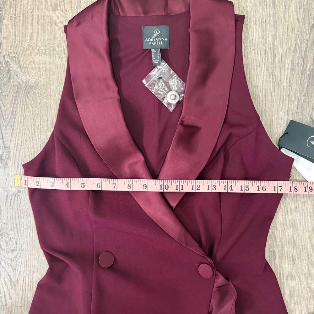 Adrianna Papell Burgundy Ruffle Cabernet Dress Size 8 - Picture 13 of 14